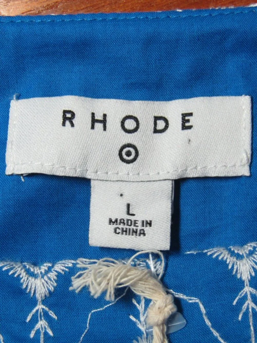 Rhode x Target Blue Eyelet Puff Sleeve Mini Dress Size L Babydoll Lined New Tag - Picture 8 of 13